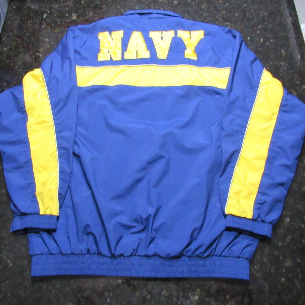 Vtg 1990 Authentic Navy Accelerate Your Life Medium warm up Navy track jacket - Picture 12 of 16
